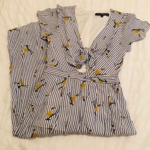 Blue & white striped BEE 🐝 jumpsuit